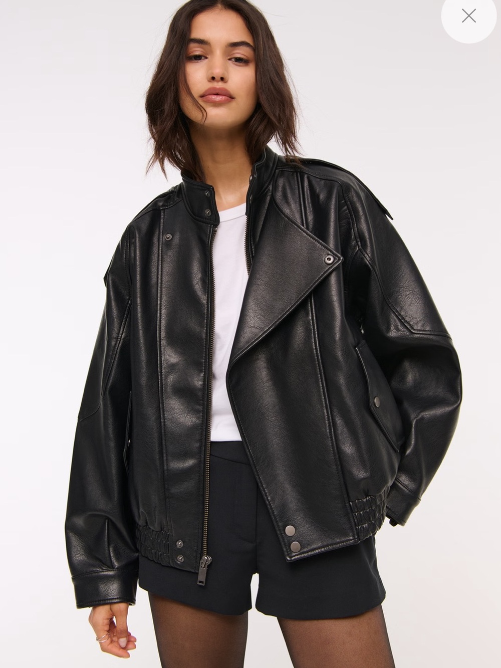 NWT - Relaxed Mockneck Vegan Leather Bomber Jacket - S